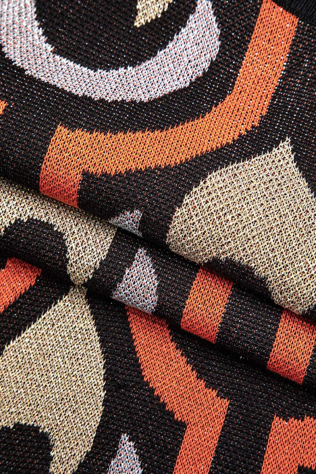 MICAS Knitwear|Knit Dresses-Geometric Pattern Knit Slit Sleeveless Mini Dress MULTICOLOR