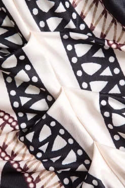 MICAS Long Sleeve Dresses|Maxi Dresses-Geometric Print V-Neck Maxi Dress