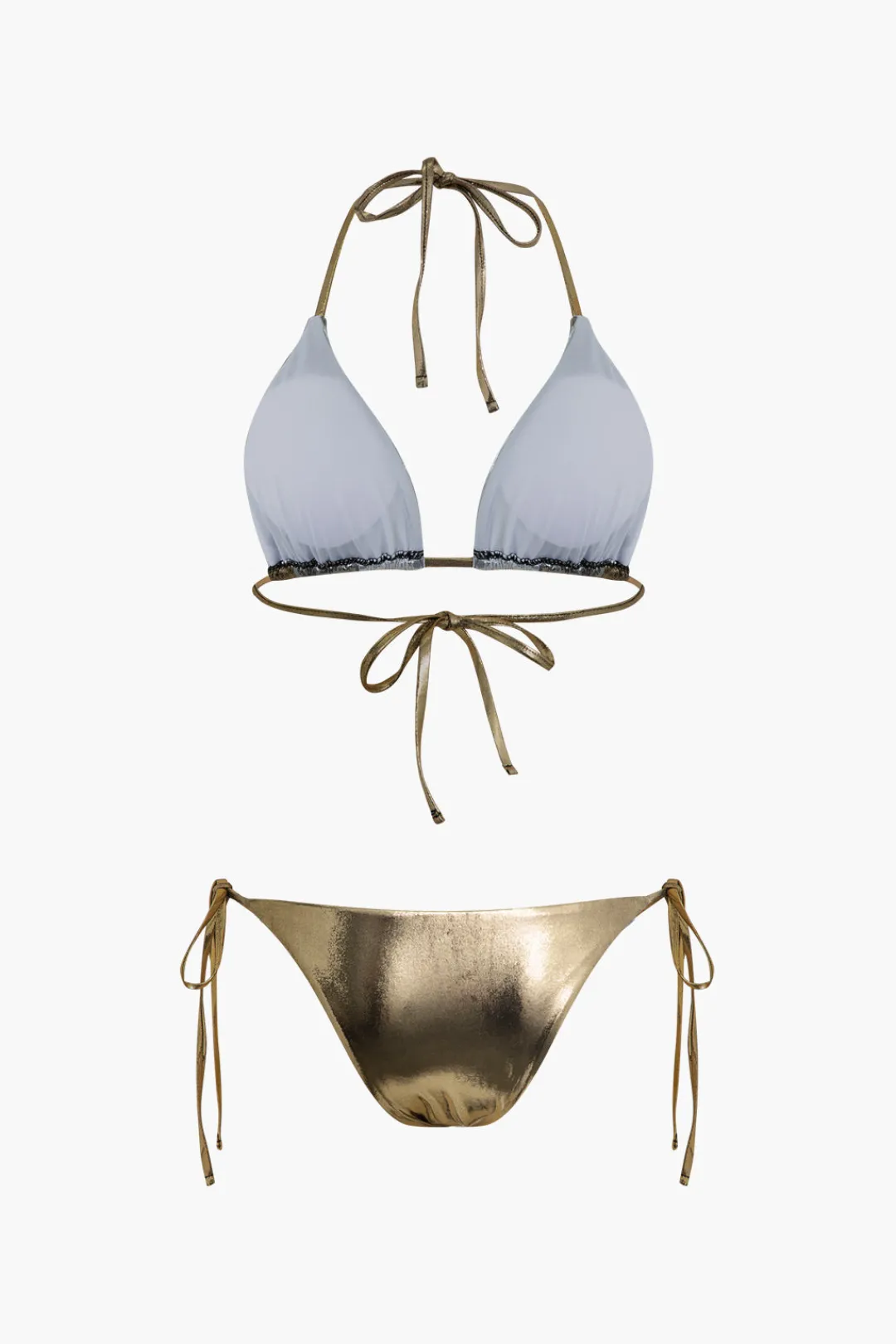 MICAS Swimwear|Vacation Sets-Glimmering Metallic Bikini Set Contrast Color