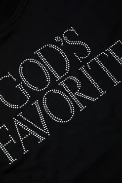 MICAS T-Shirts-GOD'S FAVORITE Rhinestone Decor Crop T-shirt