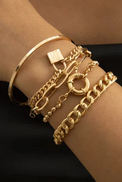 MICAS Bracelets|Accessories-Layered Chain Bracelet Set GOLD