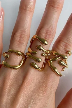 MICAS Accessories-Plated Molten Ring GOLD