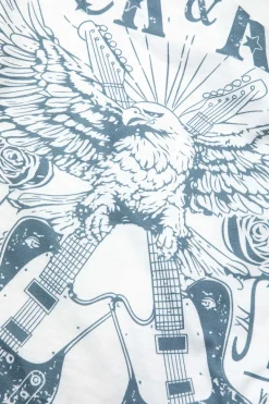 MICAS Tank Tops & Cami-Guitar Print One Shoulder Knot Side Tank Top LIGHT GRAY