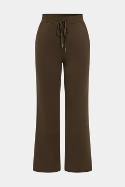 MICAS Pant Sets-Half Zip Drawstring Wide Leg Pants Set BROWN