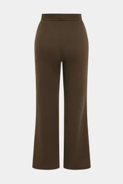 MICAS Pant Sets-Half Zip Drawstring Wide Leg Pants Set BROWN