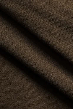 MICAS Pant Sets-Half Zip Drawstring Wide Leg Pants Set BROWN