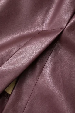 MICAS Midi Dresses-Halter Faux Leather Lace-Up Midi Dress MAROON