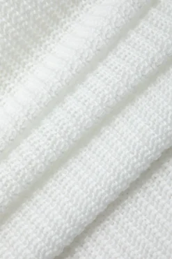 MICAS Knit Dresses-Halter Neck Backless Crochet Knit Dress WHITE