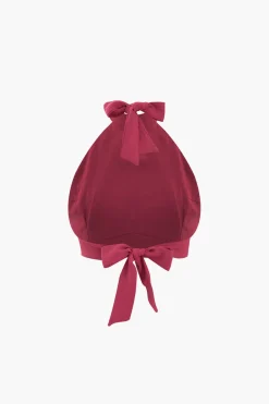 MICAS Pant Sets-Halter Neck Backless Top And Pleated Pants Set RASPBERRY