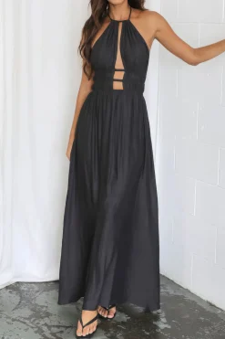 MICAS Maxi Dresses-Halter Neck Cut Out Sleeveless Maxi Dress