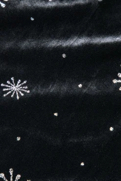 MICAS Pants-High Waist Velvet Snowflake Pattern Straight Leg Pants BLACK