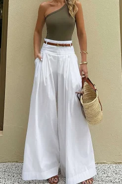 MICAS Pants-High Waist Wide Leg Trousers IVORY