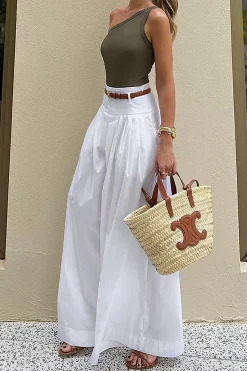 MICAS Pants-High Waist Wide Leg Trousers IVORY