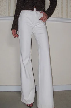 MICAS Pants-High Waist Wide Leg Trousers WHITE