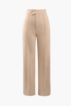 MICAS Pants-High Waisted Pressed-Crease Straight Leg Tailored Pants