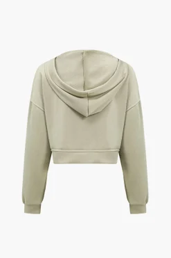 MICAS Skirt Sets-Hooded And Slit Mini Skirt Set KHAKI