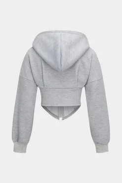 MICAS Outerwear|Outerwear-Hooded Zipper Long Sleeve Jacket LIGHT GRAY