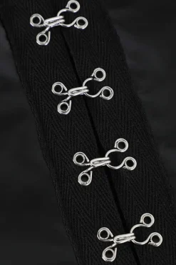 MICAS T-Shirts-Hook And Eye Faux Leather T-Shirt BLACK