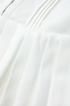 MICAS Mini Dresses-Hook And Eye Front Zip Up Back Pleated Cami Mini Dress WHITE