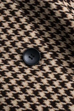 MICAS Outerwear|Outerwear-Houndstooth Notched Lapel Belted Blazer CREAM YELLOW