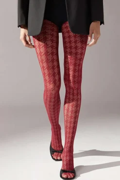 MICAS Tights|Accessories-Houndstooth Pattern Fishnet Tight