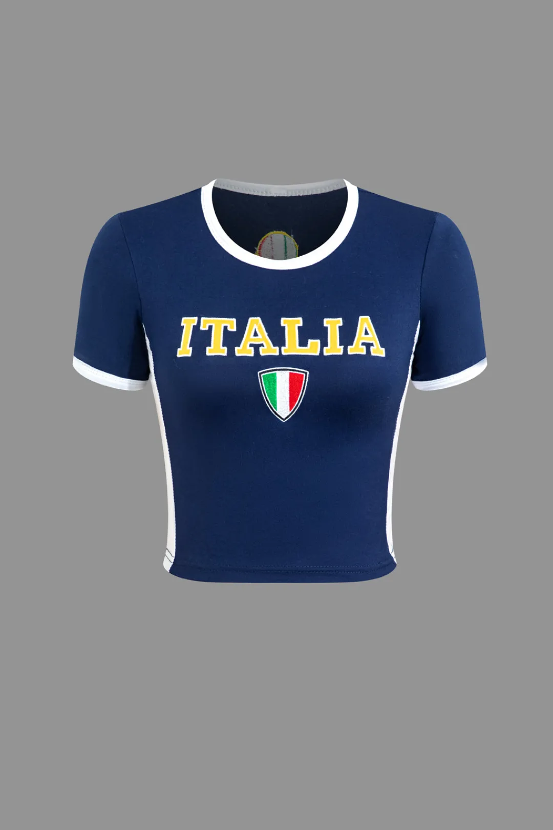 MICAS T-Shirts-Italia Letter Embroidery T-shirt