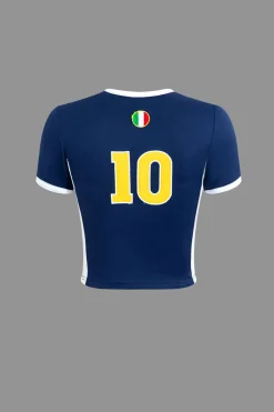 MICAS T-Shirts-Italia Letter Embroidery T-shirt