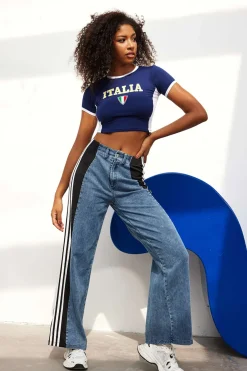 MICAS T-Shirts-Italia Letter Embroidery T-shirt