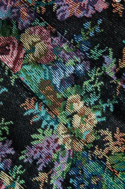 MICAS Tube Tops|Corset & Bustier Tops-Jacquard Corset Waist Contrast Binding Ribbon Tube Top BLACK