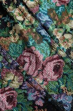 MICAS Tube Tops|Corset & Bustier Tops-Jacquard Corset Waist Contrast Binding Ribbon Tube Top BLACK