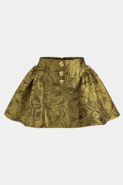 MICAS Skirts-Jacquard Metallic Puff Zipper Skirt GOLD