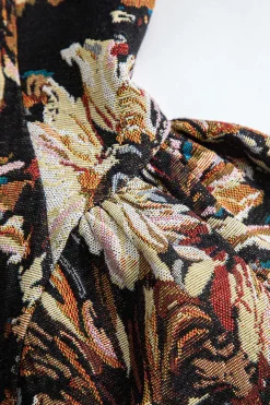 MICAS Mini Dresses-Jacquard Ruched Sleeveless Mini Dress