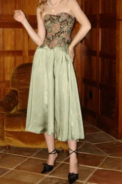 MICAS Tube Tops-Jacquard Tie Back Strapless Tube Top CARAMEL