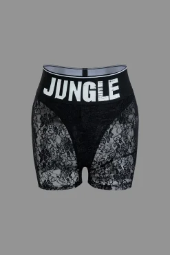 MICAS Short Sets-Jungle Print Knot Sleeveless Top And Lace Shorts Set