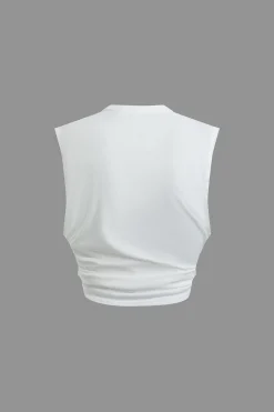 MICAS Short Sets-Jungle Print Knot Sleeveless Top And Lace Shorts Set