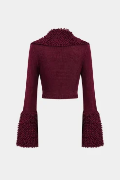 MICAS Knitwear|Knit Sets-Knit Bell Sleeve Top And Mini Skirt Set MAROON