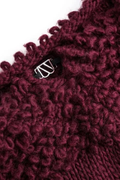 MICAS Knitwear|Knit Sets-Knit Bell Sleeve Top And Mini Skirt Set MAROON