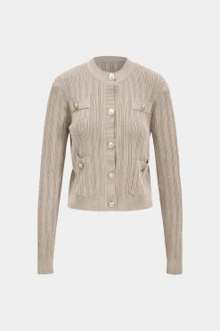 MICAS Knit Sets-Knit Bottom Tank Top And Cardigan And Skirt Set