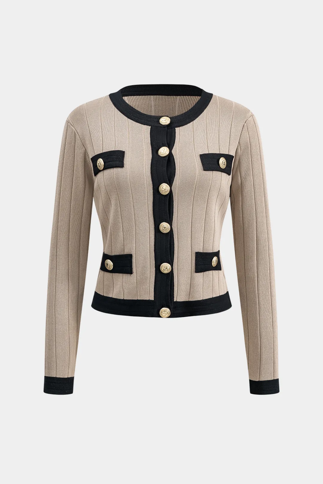 MICAS Knitwear|Knit Sets-Knit Button Cardigan And Skirt Set KHAKI