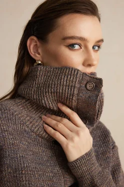 MICAS Outerwear|Knitwear-Knit Button Long-Sleeve Cardigan KHAKI