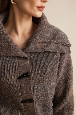 MICAS Outerwear|Knitwear-Knit Button Long-Sleeve Cardigan KHAKI