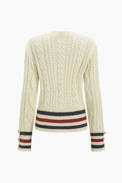 MICAS Outerwear|Knitwear-Knit Button Patchwork Cardigan BEIGE