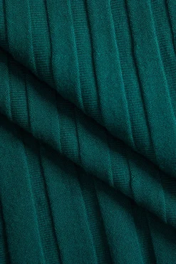 MICAS Knitwear|Knit Bottoms-Knit Button Pleated Slit Skirt GREEN