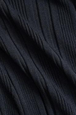 MICAS Long Sleeve Dresses|Knitwear-Knit Button Ruffles Bell Sleeve Mini Dress BLACK