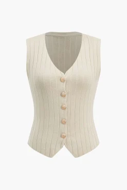 MICAS Knitwear|Knit Sets-Knit Button Vest And Cardigan And Skirt Set