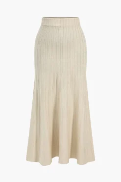 MICAS Knitwear|Knit Sets-Knit Button Vest And Cardigan And Skirt Set