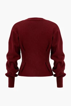 MICAS Outerwear|Knitwear-Knit Button V-neck Cardigan