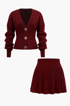 MICAS Outerwear|Knitwear-Knit Button V-neck Cardigan