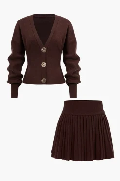 MICAS Outerwear|Knitwear-Knit Button V-neck Cardigan