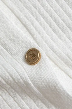 MICAS Knitwear|Knit Tops-Knit Button V-Neck Tank Top WHITE